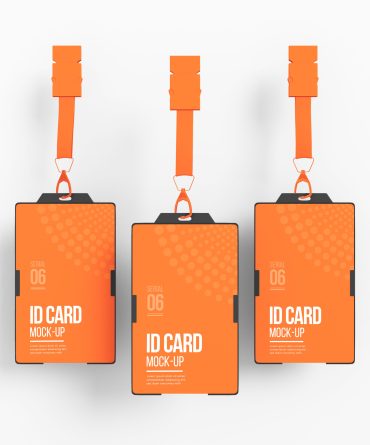 Vertical Id Card with Holder Mockup