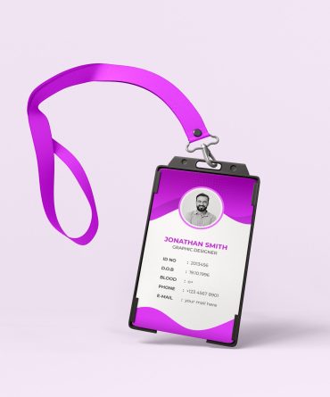 Vertical Id Card with Lanyards Mockup